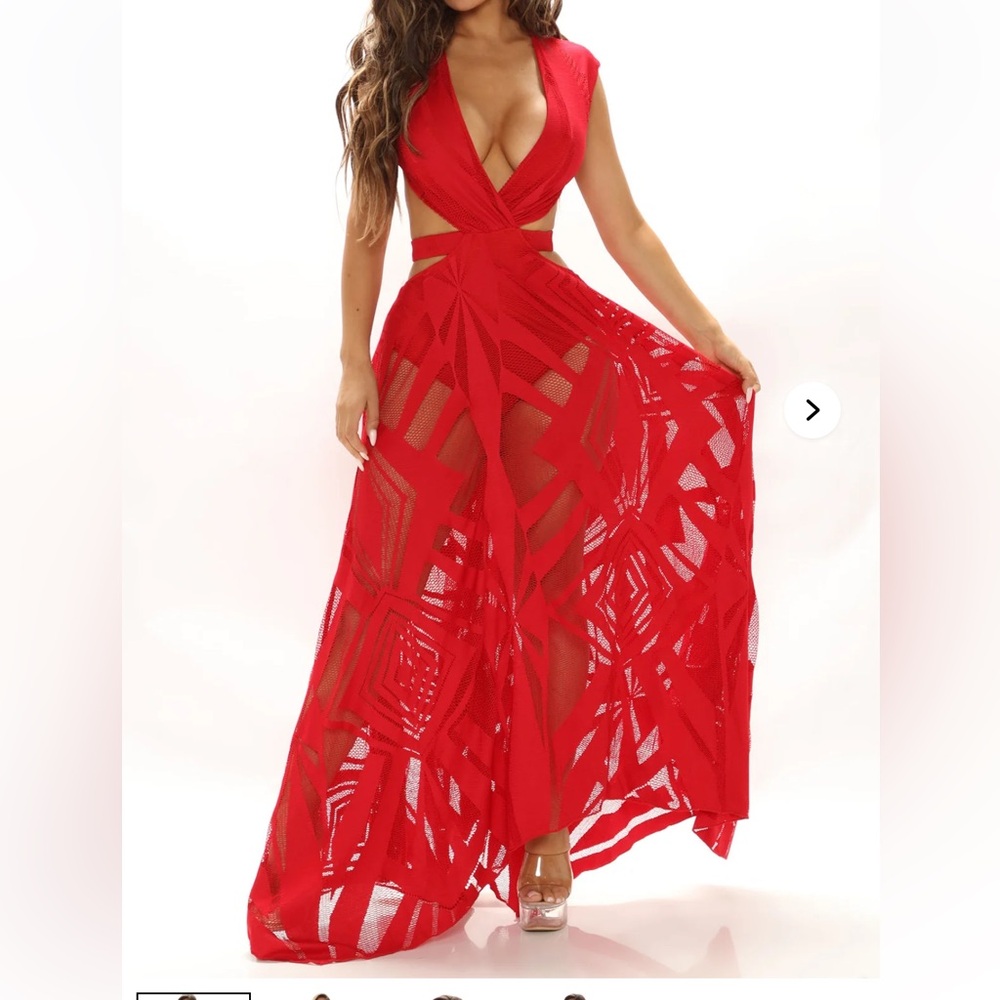 Fashion Nova Vibrant Red Backless Dress